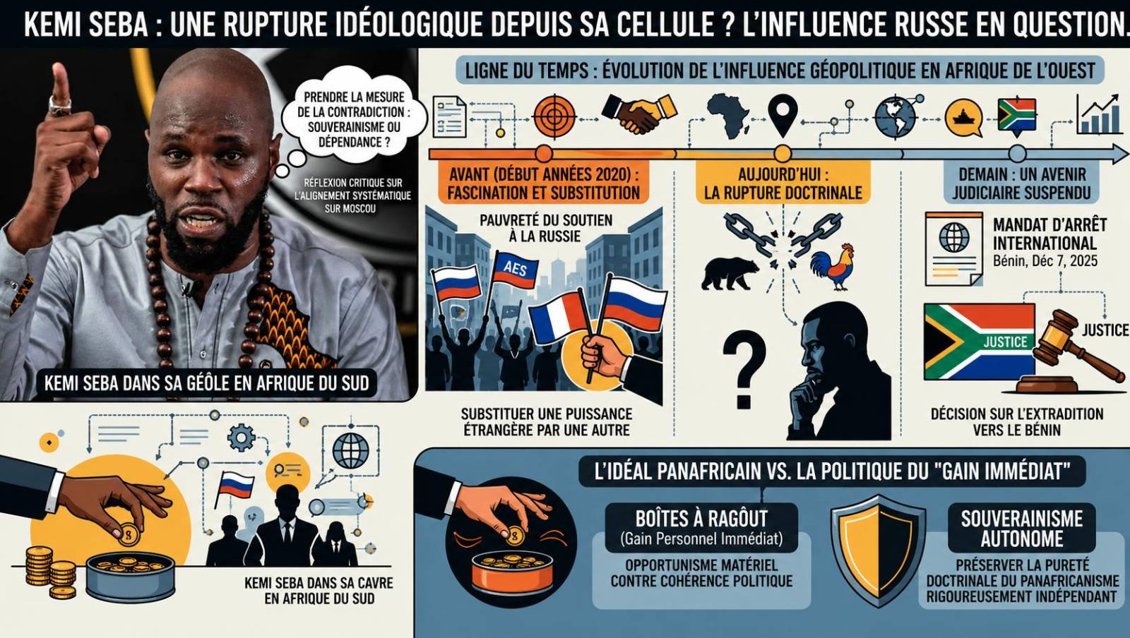 Kemi Seba : un virage idéologique face à l&rsquo;influence russe depuis sa détention