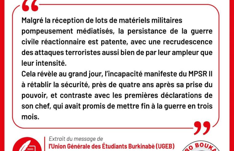 Le syndicat étudiant burkinabè évalue la stratégie sécuritaire du MPSR II : une critique cinglante
