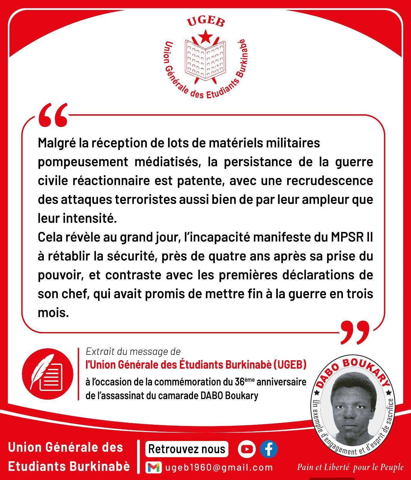 Le syndicat étudiant burkinabè évalue la stratégie sécuritaire du MPSR II : une critique cinglante
