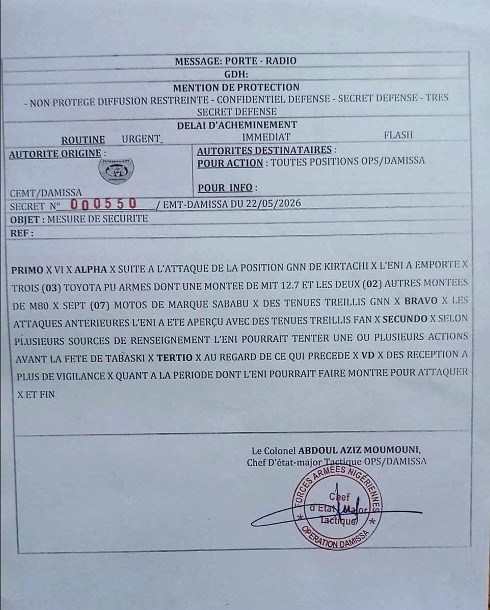 Attaque de Kirtachi au Niger : un document classifié révèle l&rsquo;ampleur du butin capturé par le JNIM