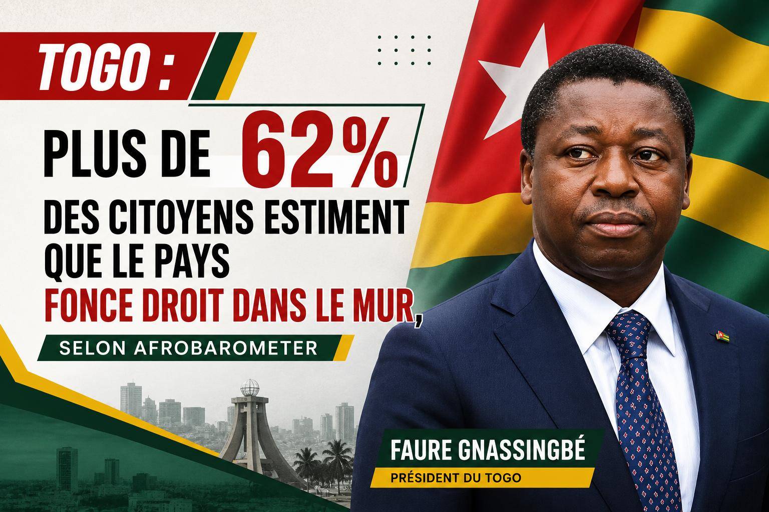 Togo : l&rsquo;enquête Afrobarometer révèle une profonde déception citoyenne