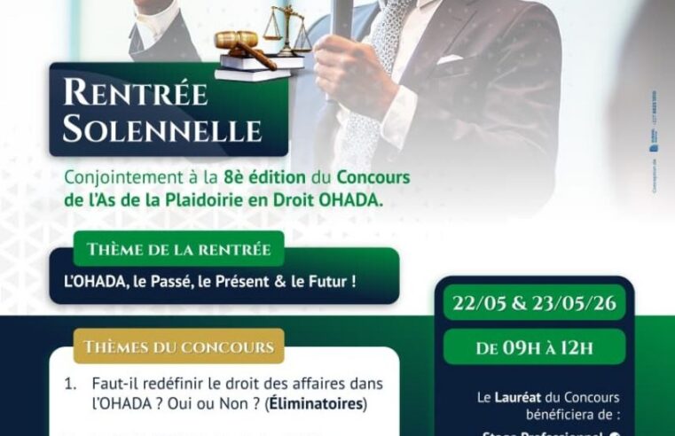 Événement juridique majeur à Niamey : rentrées et concours ohada en mai 2026