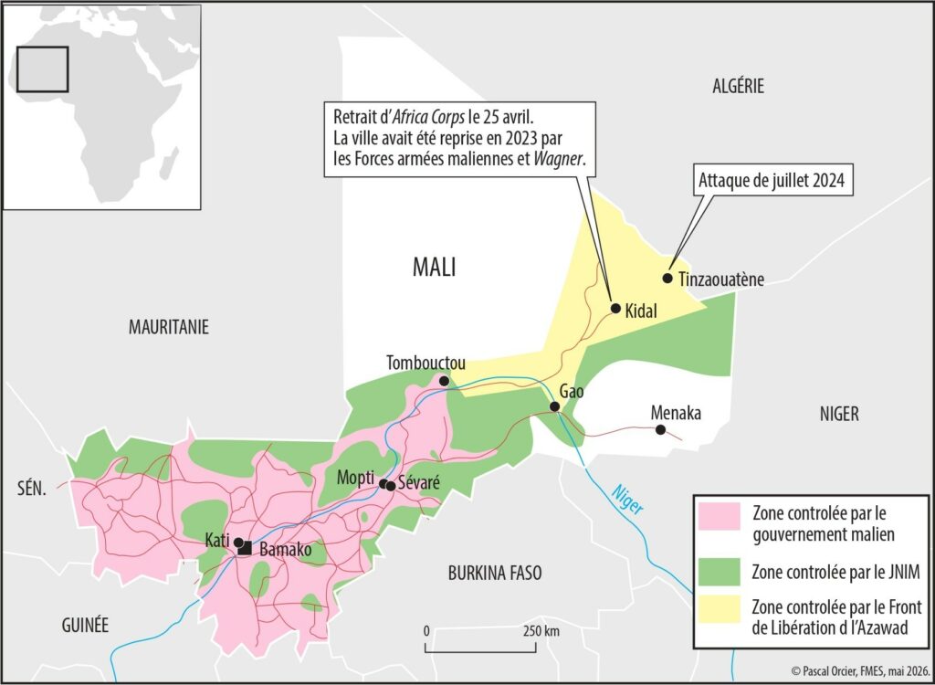 Carte du Mali illustrant les zones de conflit