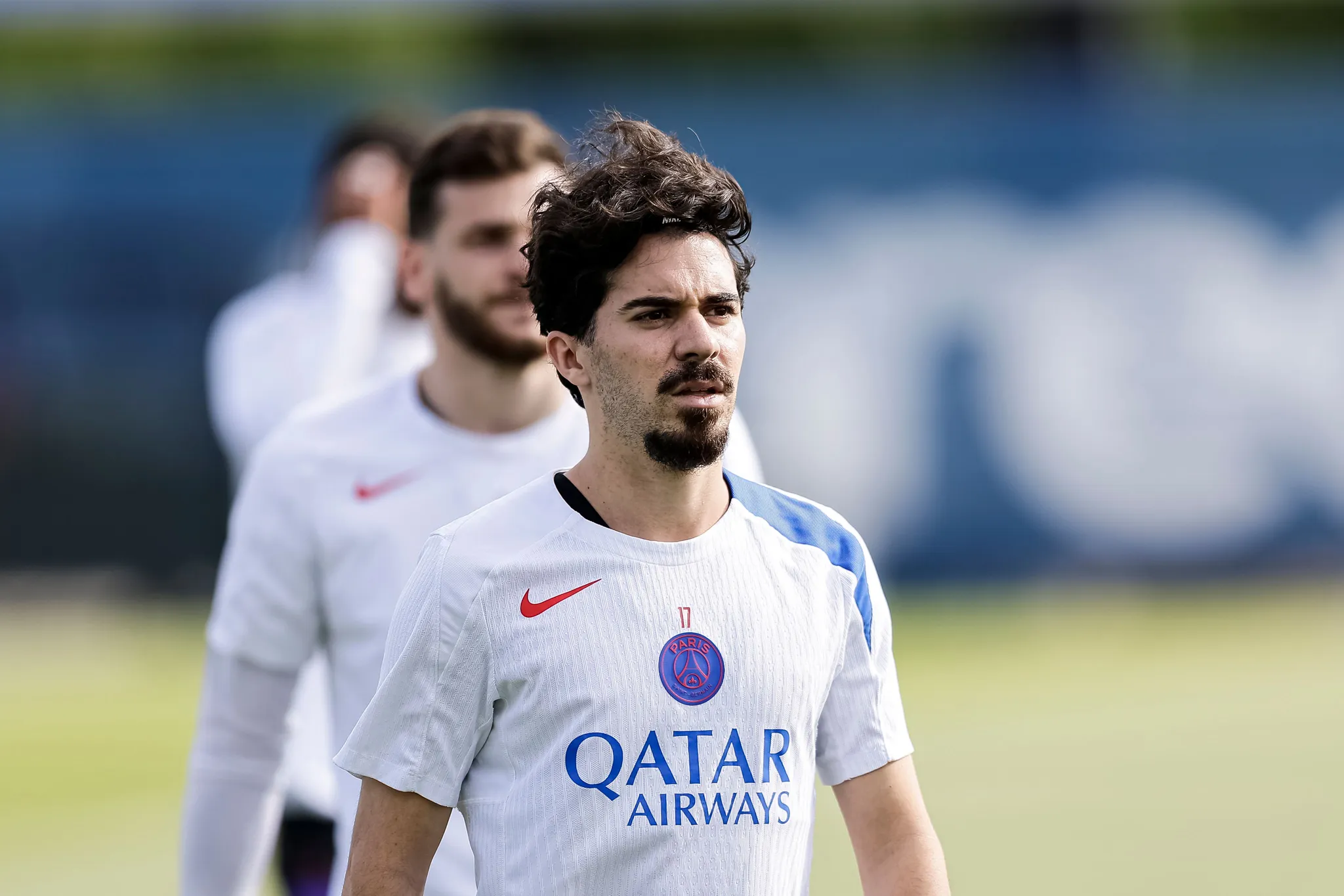 Vitinha lors d'un entraînement du PSG avant la finale de la Ligue des champions