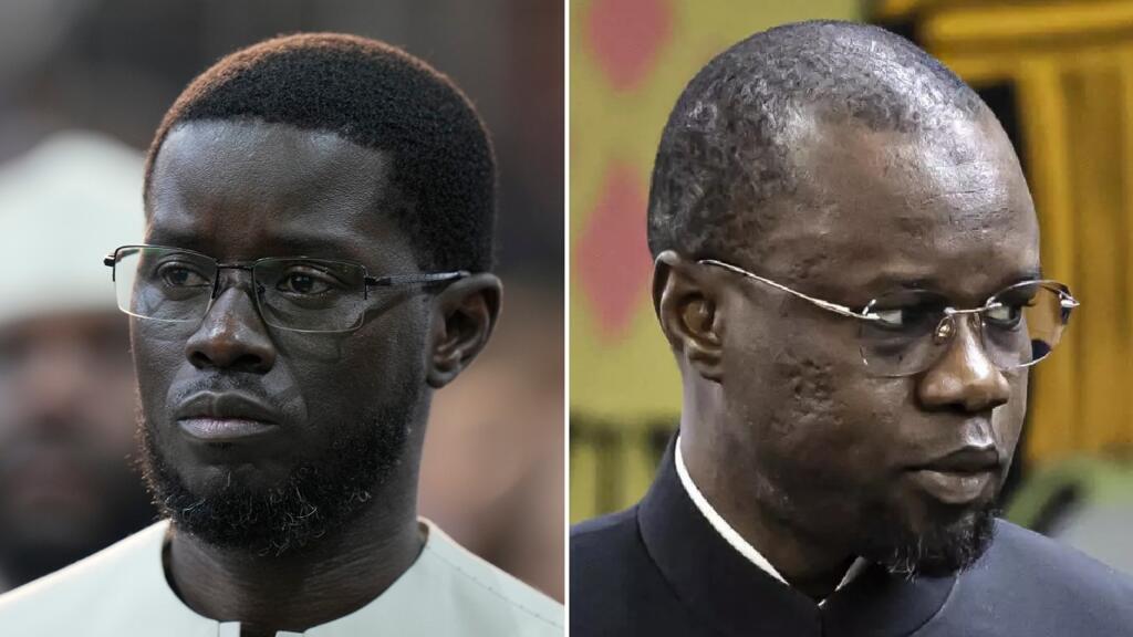 Le président du Sénégal, Bassirou Diomaye Faye (à gauche), et son ancien Premier ministre, Ousmane Sonko (à droite).