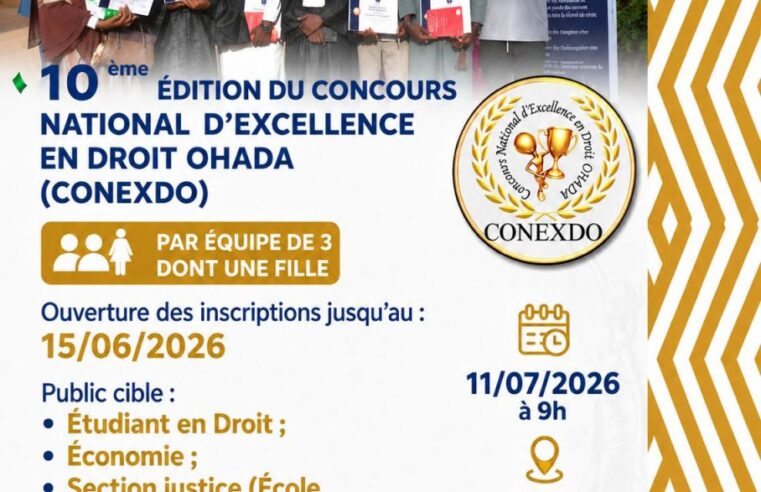Niamey : le concours d&rsquo;excellence en droit OHADA 2026 ouvre ses portes aux jeunes talents