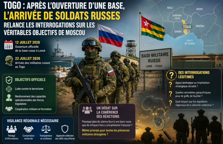 Togo : des soldats russes accueillis après l&rsquo;ouverture d&rsquo;une base, un tournant stratégique ?