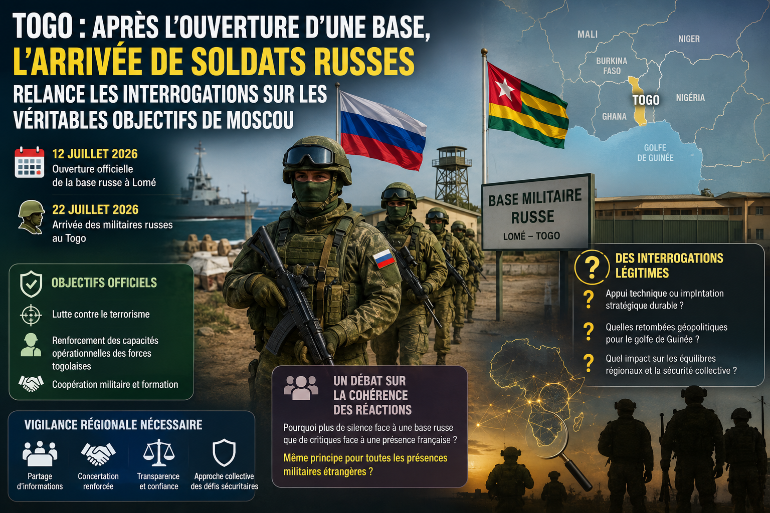 Togo : des soldats russes accueillis après l&rsquo;ouverture d&rsquo;une base, un tournant stratégique ?