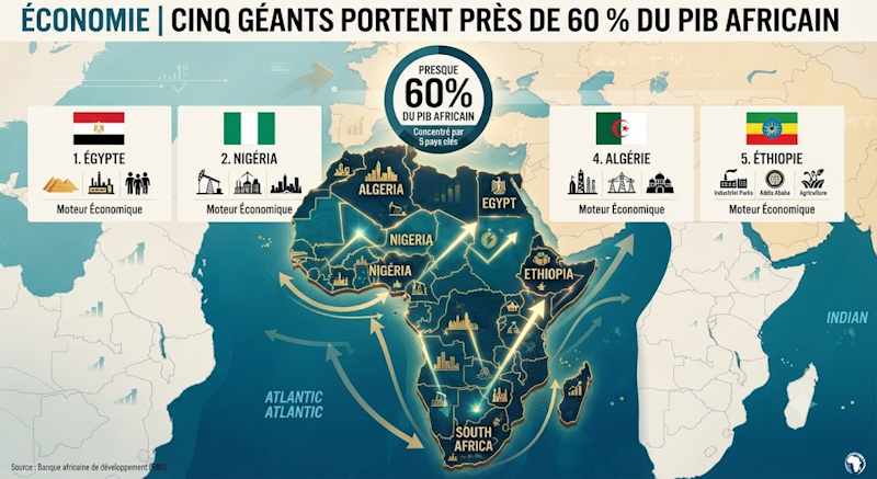 Cinq géants africains portent plus de la moitié du PIB du continent